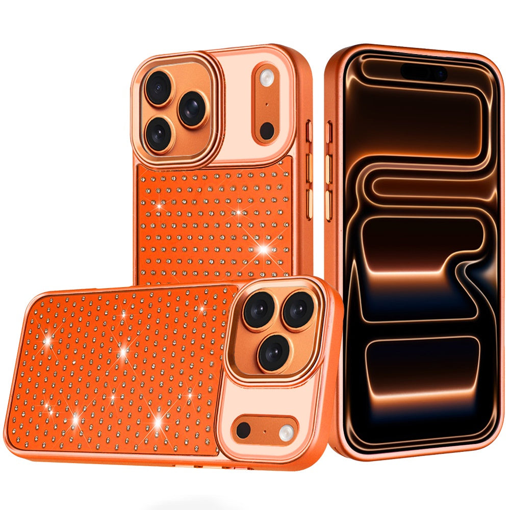 Phone Case Cover for Apple iPhone 18 Pro /17 Pro Bling Diamond Metallic, Full Sparkle Chrome Edged Hybrid Protective Shockproof Cover