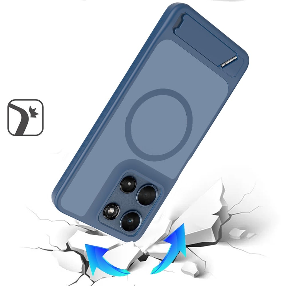 Phone Case for Motorola Moto G 5G 2026/ Moto G 5G 2025 Matte Magnetic Metal Kickstand Shockproof Grip Anti Slip Durable Protective Heavy Duty Hybrid Cover