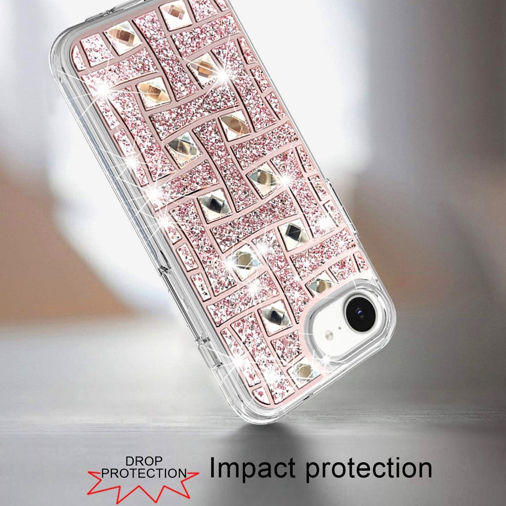 For Apple iPhone 17E /16E Bling Hybrid Shockproof Protective Design Stylish Glitter Finish Durable Grip Protection Case Cover