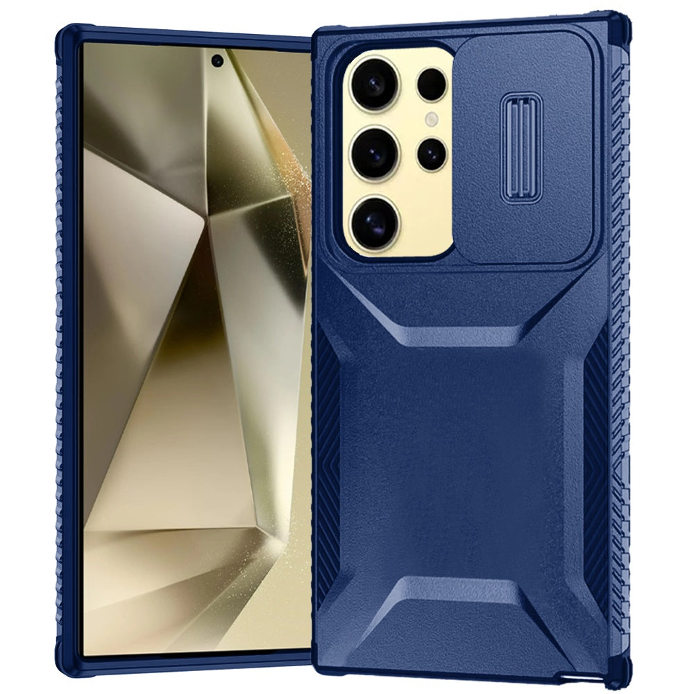 For Samsung Galaxy S22 Slim Fit Shockproof Hybrid with Slide Camera Window Covering, Rugged Tpu Silicone Hard PC Bumper Case Cover