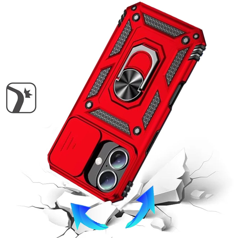 For Apple iPhone 17 (6.3") Hybrid Ring Shockproof with 360° Rotate Ring Kickstand, Camera Lens Protection, Soft Edge Bumper Case Cover