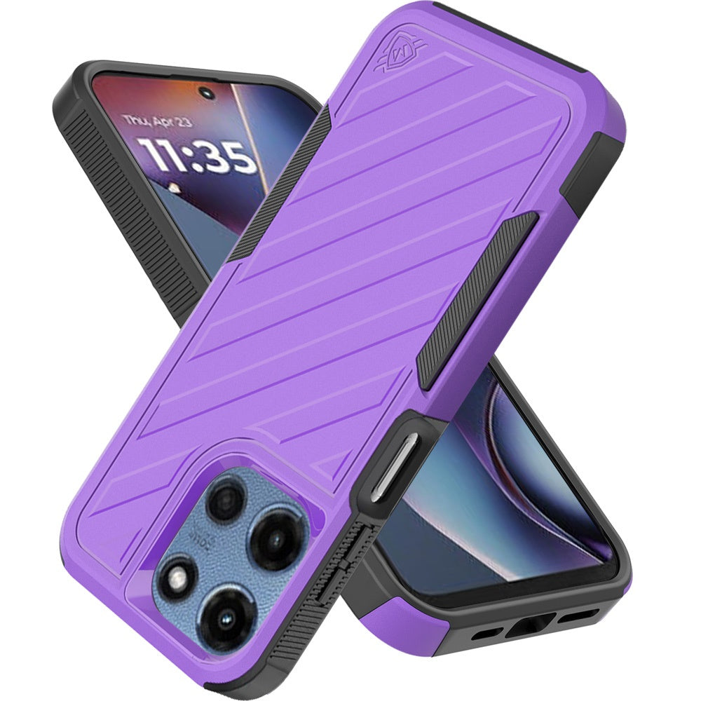 For Motorola Moto G 5G 2025 Hybrid lined shockproof dual layer Rugged 2in1 Hard PC & Silicone TPU Non Slip Textured Tough Armor Case Cover