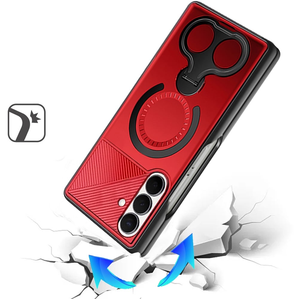 Phone Case for Samsung Galaxy Z Fold 8 Ultra Magnetic 2 Ring Stand Car Mount Friendly Shockproof Rugged Grip Armor Dual Ring Kickstand Heavy Duty Hybrid Cover
