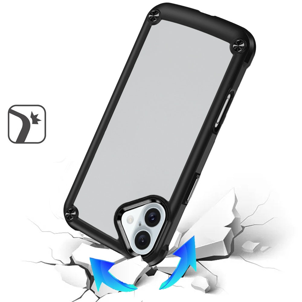 For Apple iPhone 17 (6.3") Hybrid Transparent Rubber with Metal Buttons & Camera Edges Hard TPU Corner Frame Bumper Case Cover Cosmic Orange