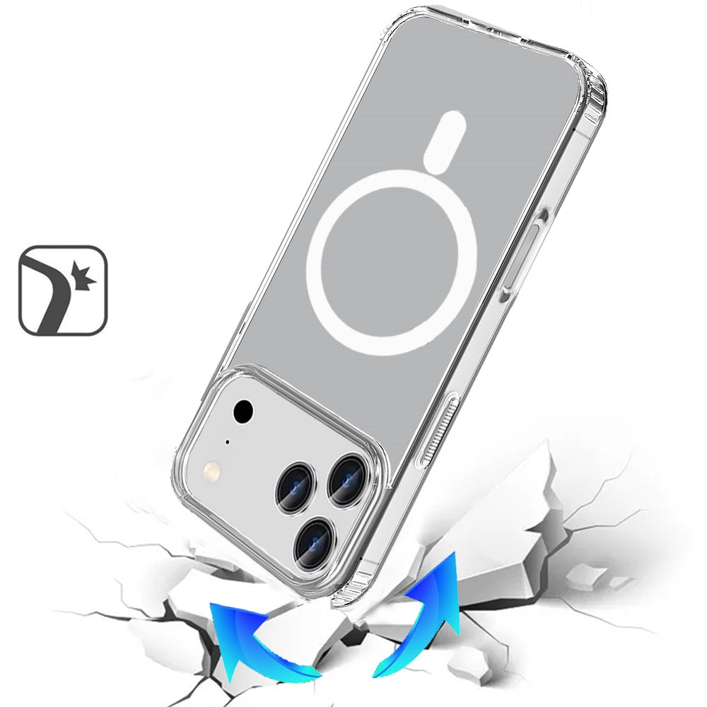 For Apple iPhone 17 Pro (6.3") Classic Hybrid True Transparent Shockproof Back Magnetic Case Compatible with MagSafe Case Cover Cosmic Orange