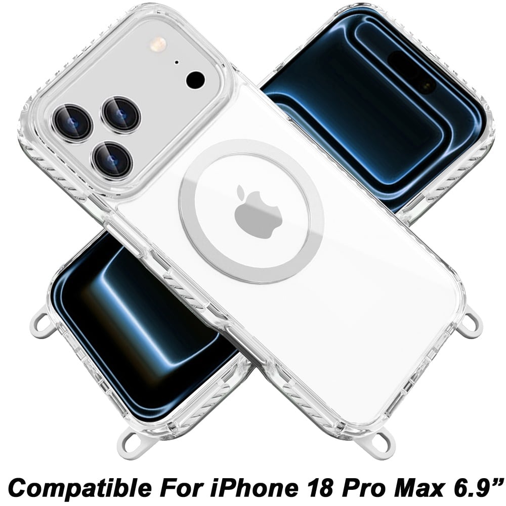 Phone Case for Apple iPhone 18 Pro Max Transparent Magnetic Lanyard Shockproof Hybrid Clear Grip Durable Camera Protection TPU Anti-Slip Design Cover