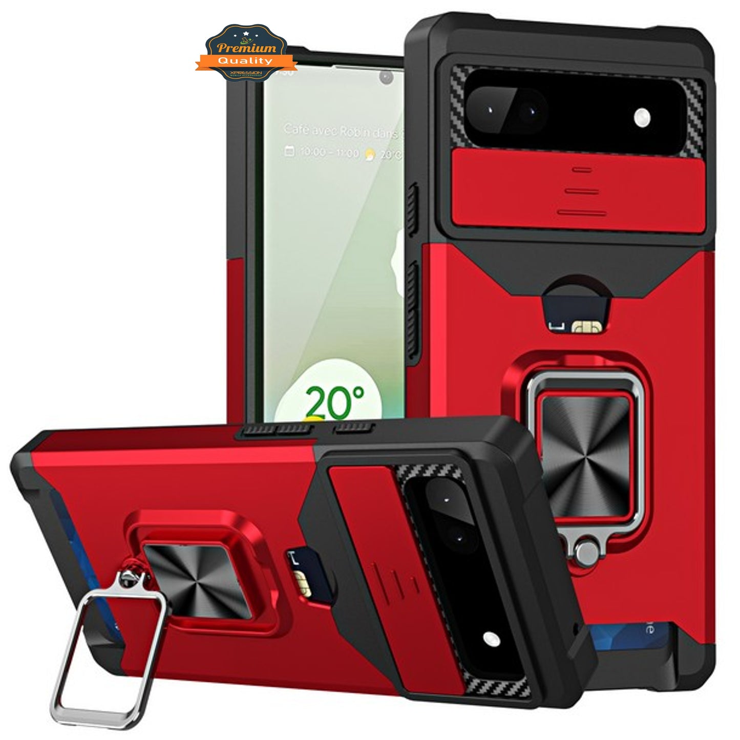 For Google Pixel 10 /Pixel 10 Pro Wallet Case with Slide Camera Protector, Credit Card Slot, Ring Sand, Magnetic Car Mount Case Cover