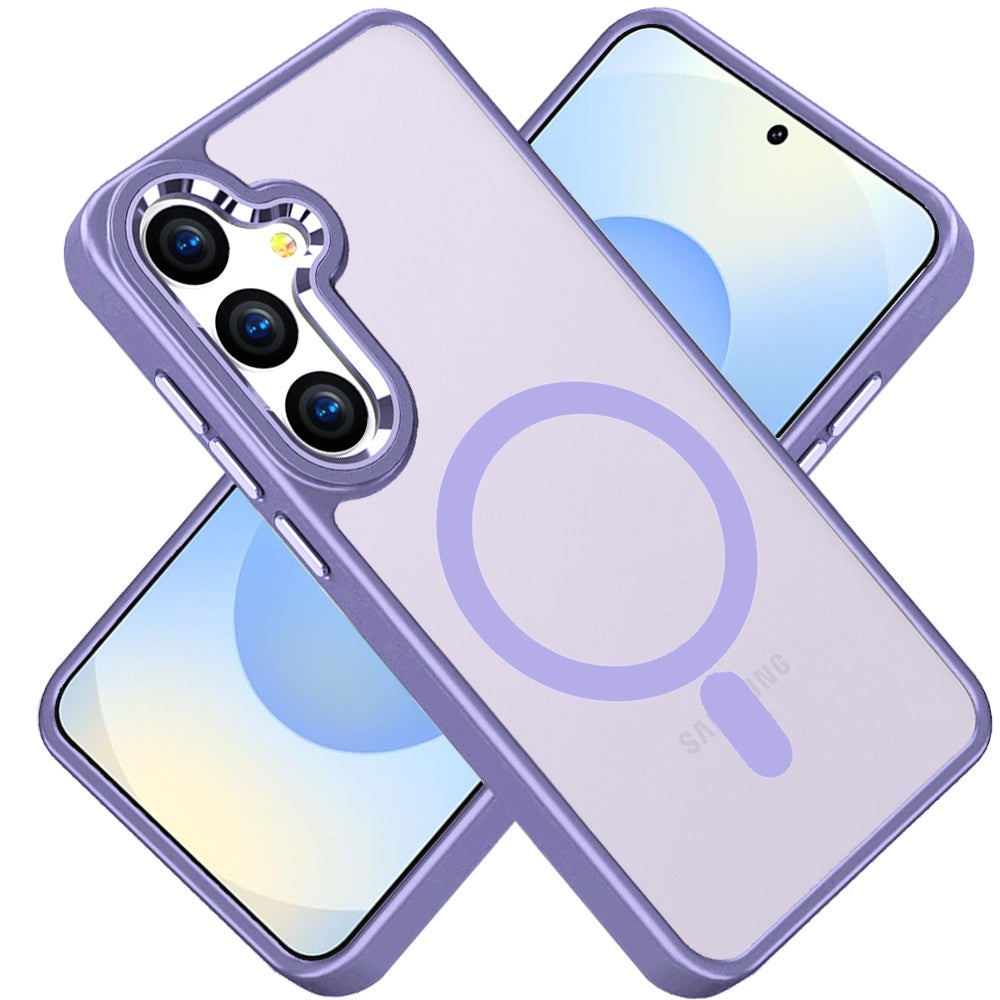 For Samsung Galaxy S25 /S24 MagSafe Compatible Transparent Greatest Clear Acrylic with Color Frame Thick Hybrid TPU Hard Case Cover