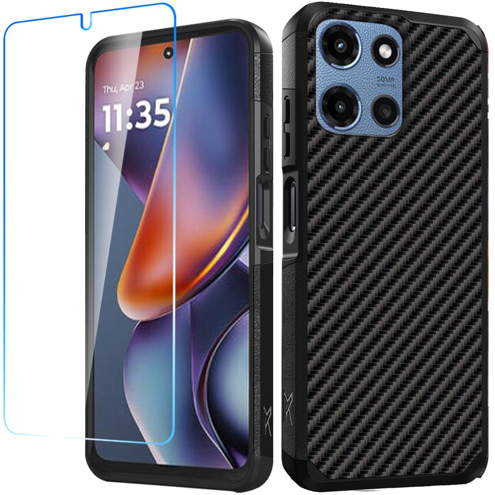 For Motorola Moto G Stylus 5G 2025 Tough Hybrid Dual Layer Hard PC TPU Rubber Bumper, Shock Absorption, Screen Protector Included Case Cover