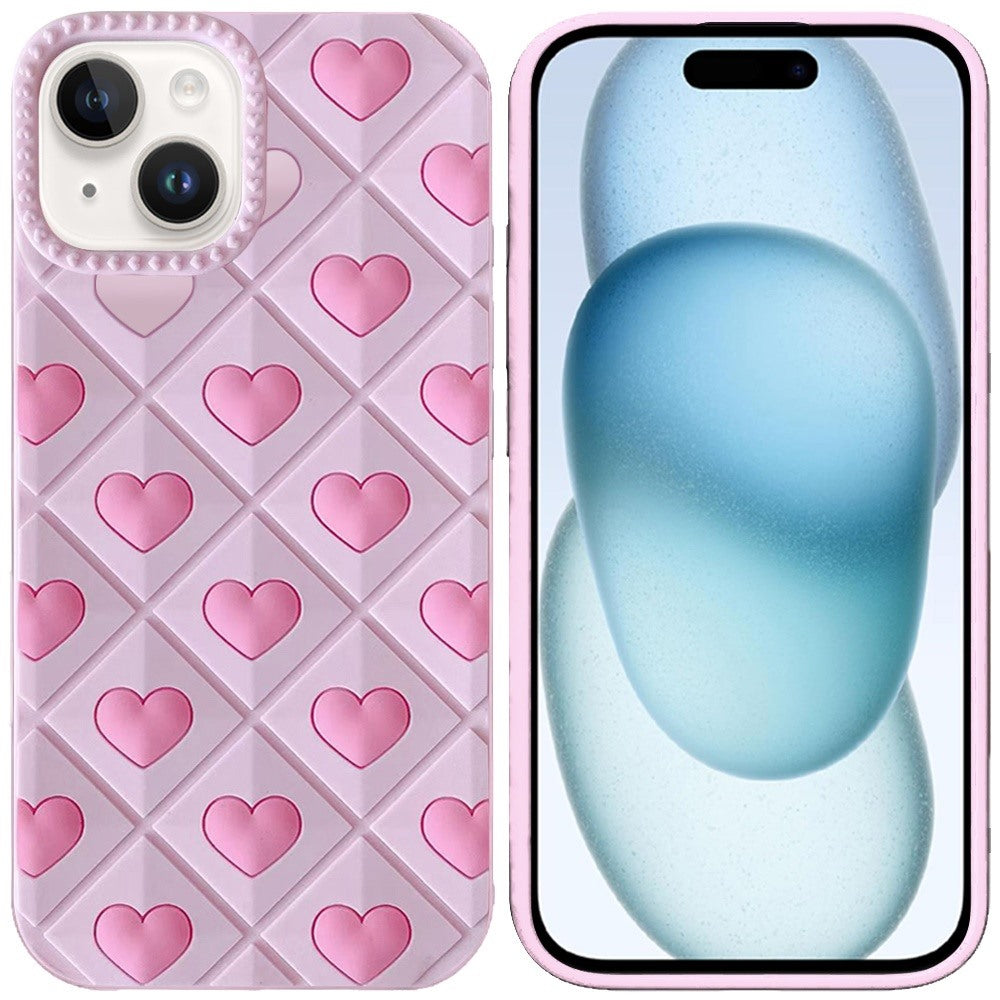 Phone Case for iPhone 15 Fashionable Silicone Textured Decorative Design Pattern Protective Rubber TPU Hybrid Protection Cover