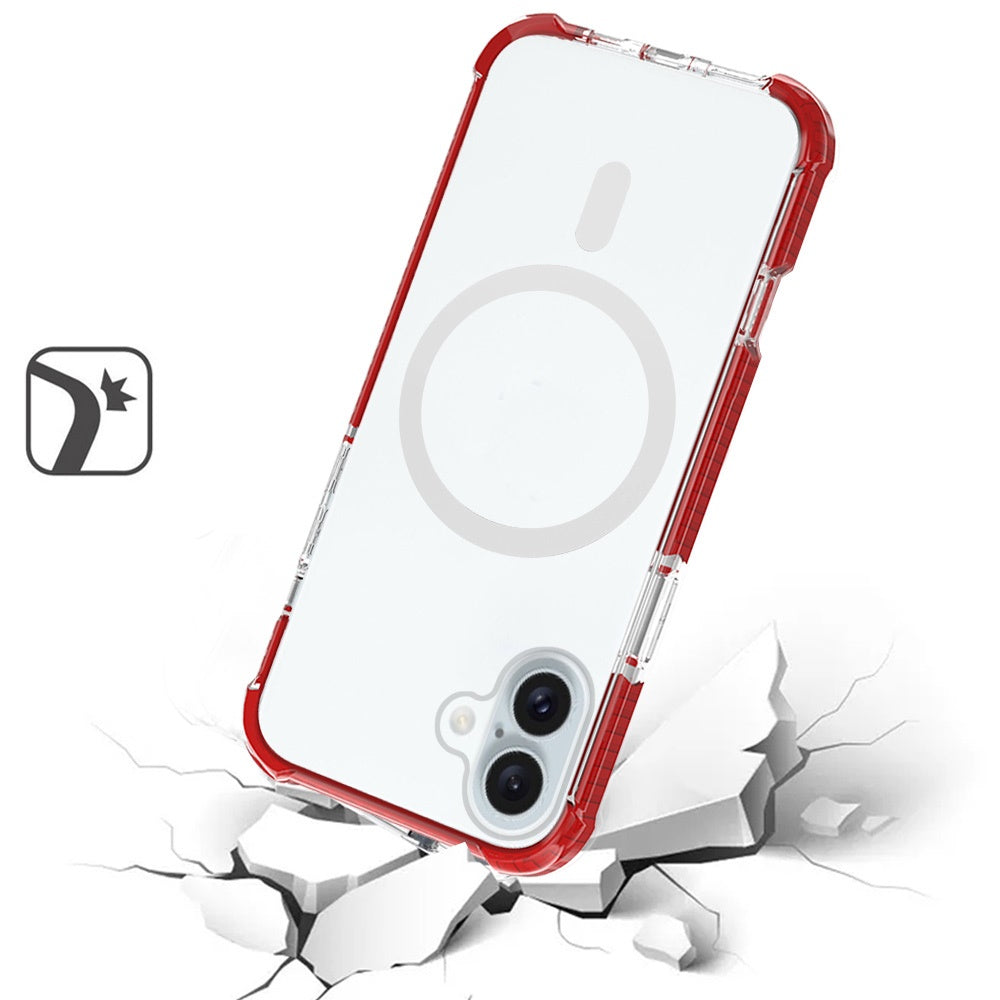 For iPhone 16 (6.1") Magnetic Acrylic Case Transparent Back, Rugged Colorful Frame, Shockproof Hybrid, MagSafe Compatible Case Cover Blue