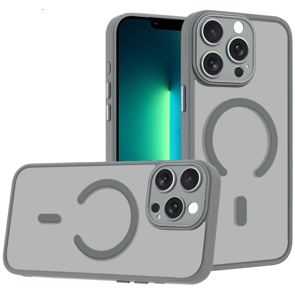 Phone Case for Apple iPhone 13 Pro Matte Frosted Magnetic Back Hybrid Hard PC Soft TPU Camera Protection Slim Shock Absorbing Anti Fingerprint Cover