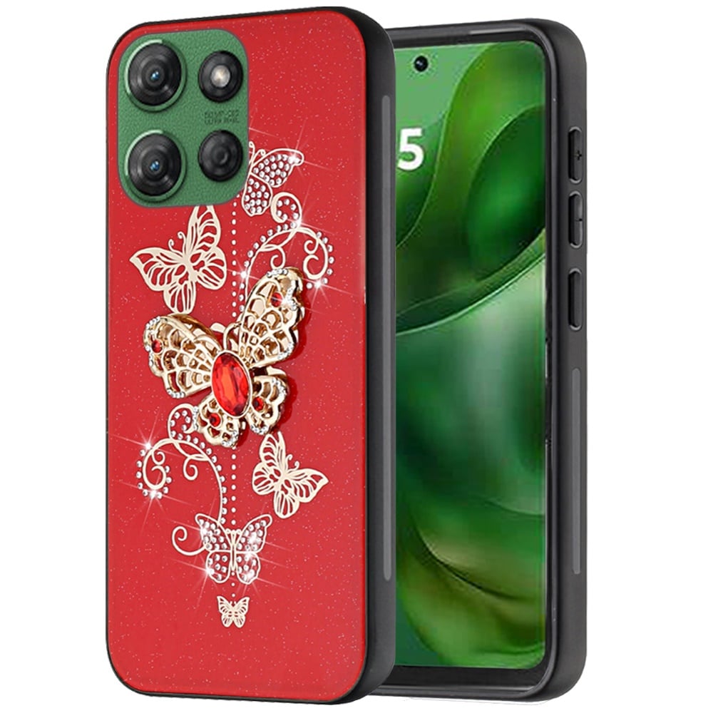 For Motorola Moto G Power 5G 2026 /2025 Diamonds 3D Fashion Bling Sparkly Glitter Ornaments Engraving Hybrid with Ring Stand Case Cover