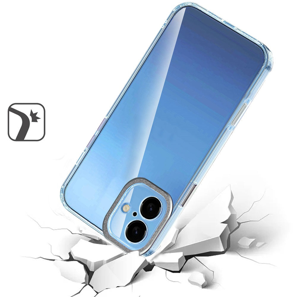 For Samsung Galaxy S25 /S24 Transparent Clear Hybrid with Matching Metal Buttons and Camera Protection Hard PC + TPU Rubber Case Cover Clear / Black