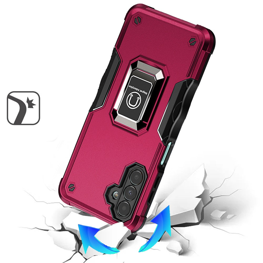 For Samsung Galaxy A17 5G Hybrid Stand Magnetic Ring Holder Kickstand Heavy Duty Rugged Drop Silicone & Hard PC Shockproof Case Cover