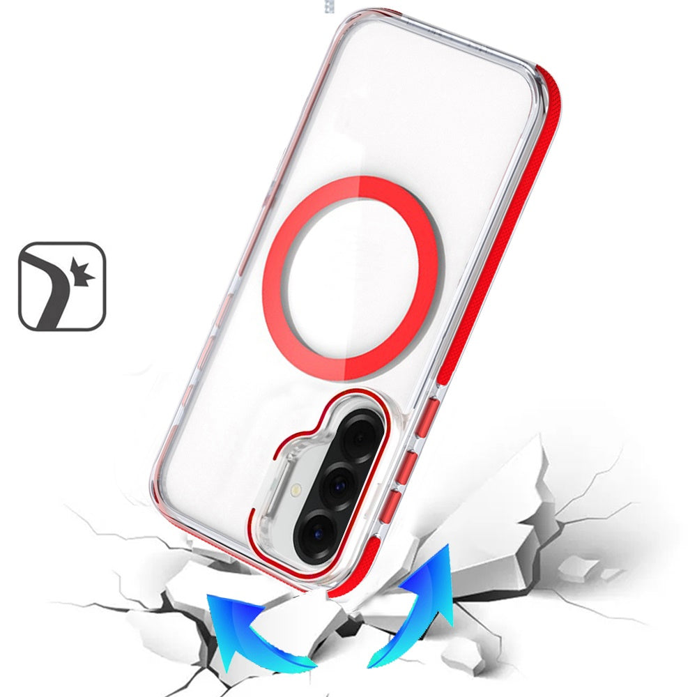 Phone Case for Samsung Galaxy A27 Magnetic Ring Camera Stand Shockproof Hybrid Clear Transparent Metal Bracket Durable Protective Grip Cover