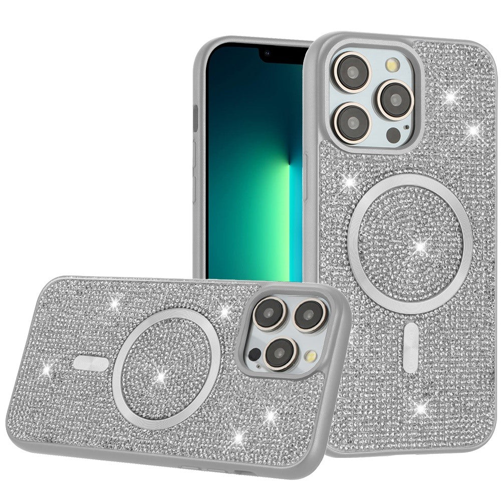 Phone Case for Apple iPhone 13 Pro Max Magnetic Bling Diamond Sparkle Hybrid Shockproof Rugged Grip Durable Protection Anti-Slip Armor Design Cover