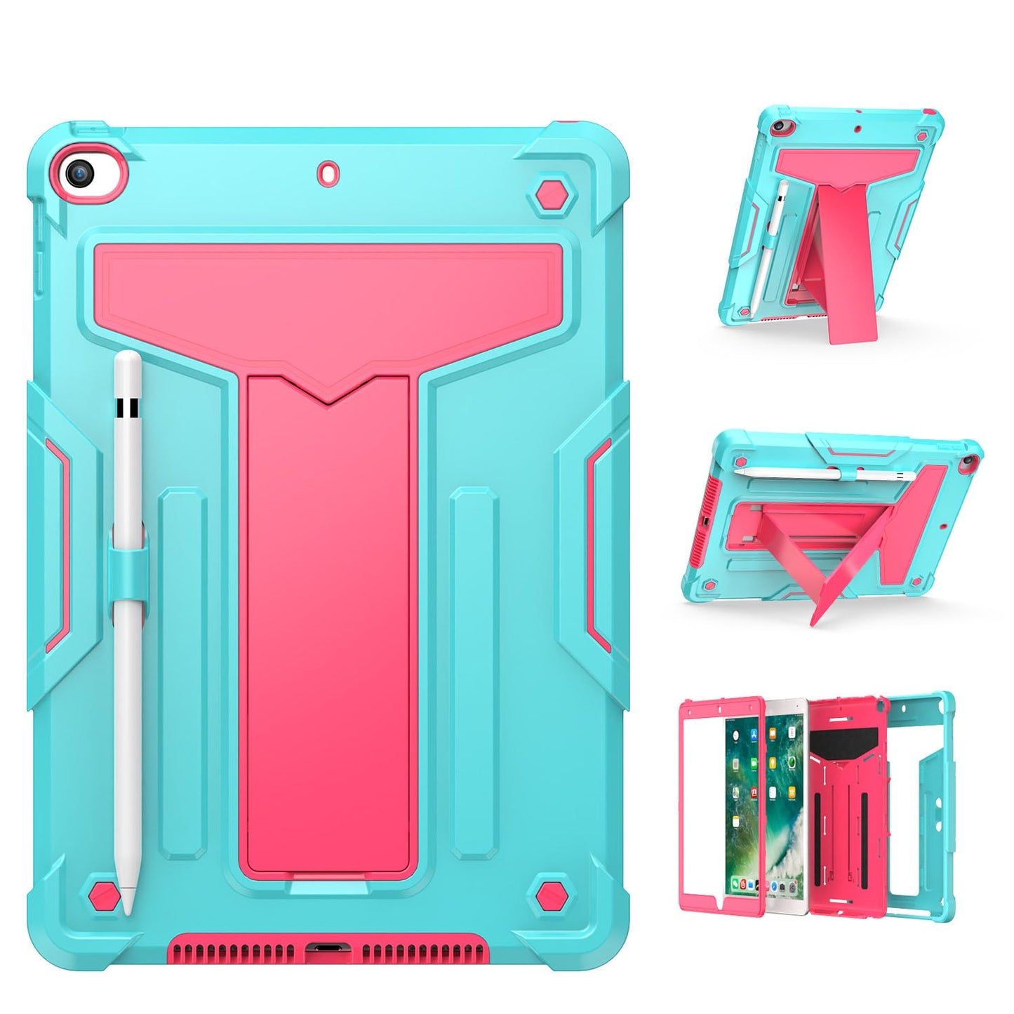 Tablet Case for Apple iPad 9th 8th 7th Gen (10.2 inch) 3in1 Tough Hybrid Vertical Kickstand Heavy Duty Shock Absorbing Drop Protection Raised Bezel Precise Cutouts Cover