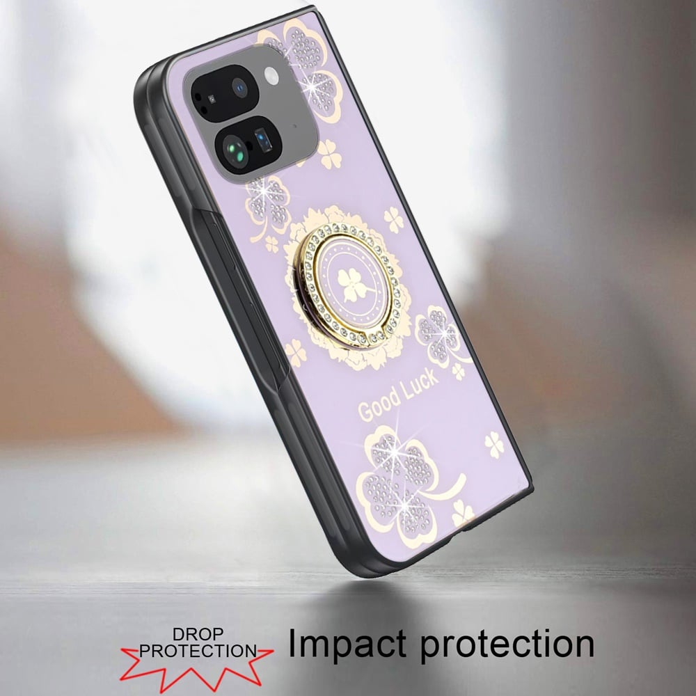 For Google Pixel 9 Pro Fold Diamonds 3D Butterfly Bling Sparkly Glitter Ornaments Engraving Hybrid with Stand Fashion Case Cover Enchanted Butterfly Red