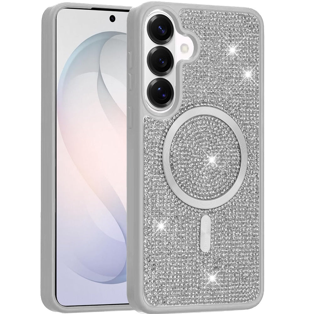 Phone Case for Samsung Galaxy S26 Magnetic Bling Diamond Sparkle Hybrid Shockproof Rugged Grip Durable Protection Anti-Slip Armor Design Cover
