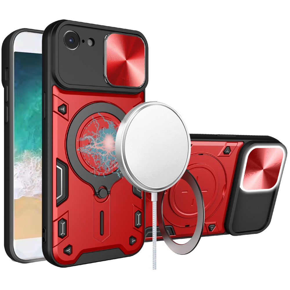 For Apple iPhone SE 4 Hybrid Magnetic 360° Ring Kickstand, MagSafe Compatible, Durable Full Camera Lens Protection Case Cover