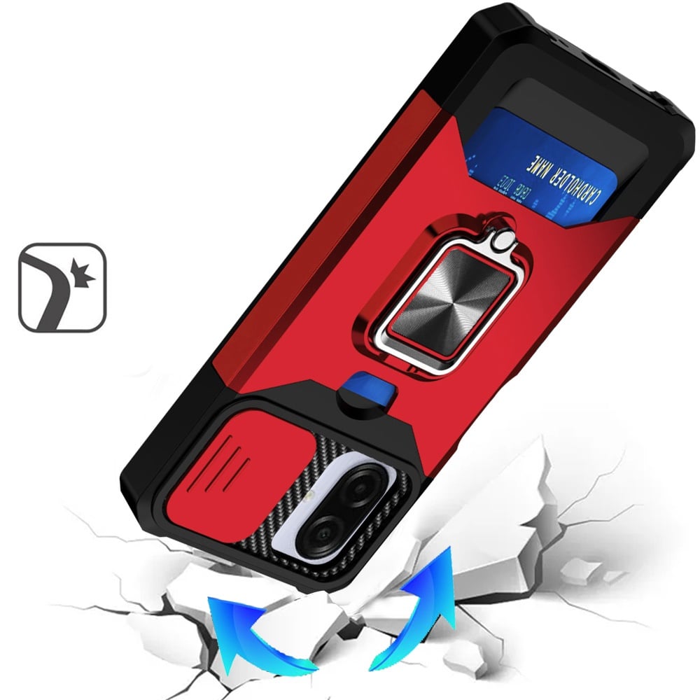 Phone Case for Samsung Galaxy A08 4G, A07 5G, A07 4G Card Holder Magnetic Ring Stand Shockproof Anti Slip Wallet Grip Protective Hybrid Design Cover