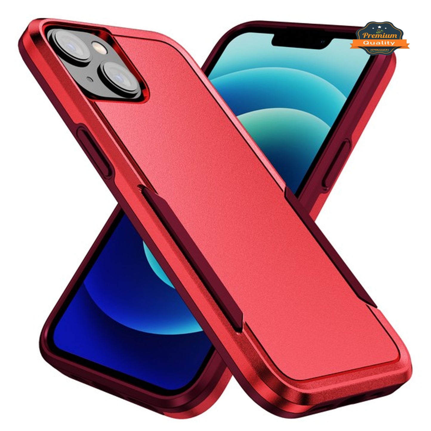 For Apple iPhone 15 (6.1") Hybrid Bumper Rugged Dual Layer Heavy-Duty Military-Grade Rubber TPU Defender Protective Phone Case Cover