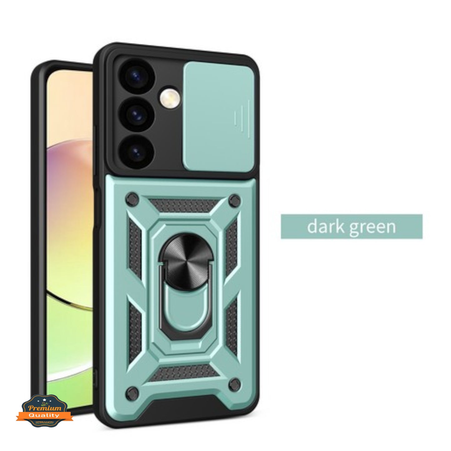 For Samsung Galaxy A26 Hybrid Shockproof, Built-in Sliding Camera Lens Protection with Magnetic Finger Ring Stand Holder Case Cover