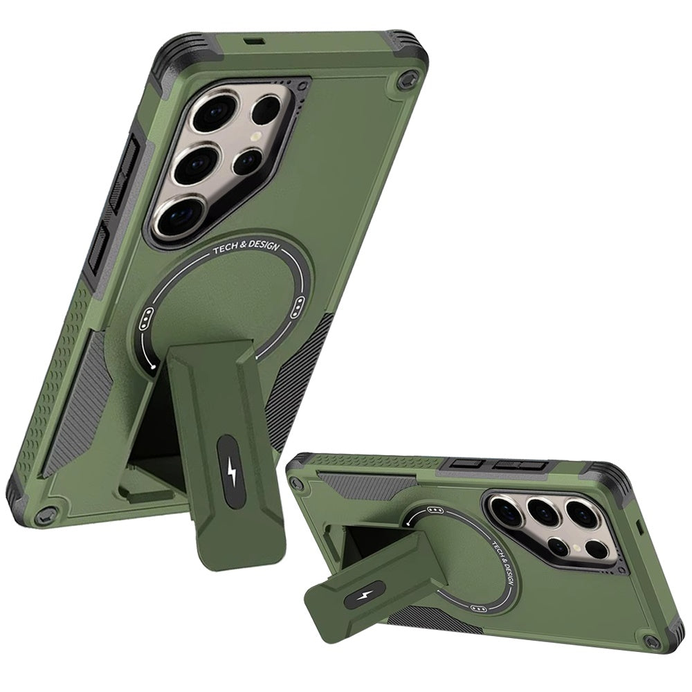 For Samsung Galaxy S25+ /S25 Plus /S24+ Plus Magnetic Invisible Kickstand Holder with Magsafe, Slim Fit Shockproof Hybrid Military Grade Heavy Duty Case Cover