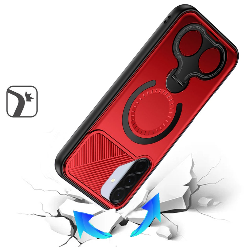 Phone Case for Galaxy A37 Magnetic 2 Ring Stand Car Mount Friendly Shockproof Rugged Grip Armor Dual Ring Kickstand Heavy Duty Hybrid Cover