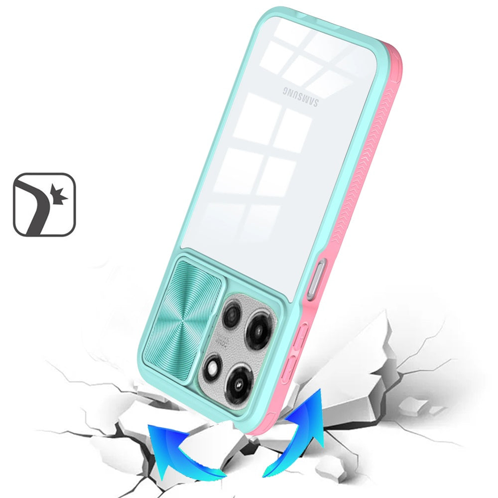 For Motorola Moto G Play 5G 2026 Hybrid Cases with Sliding Camera Cover Transparent Shockproof Bumper TPU Protective Case Cover Red