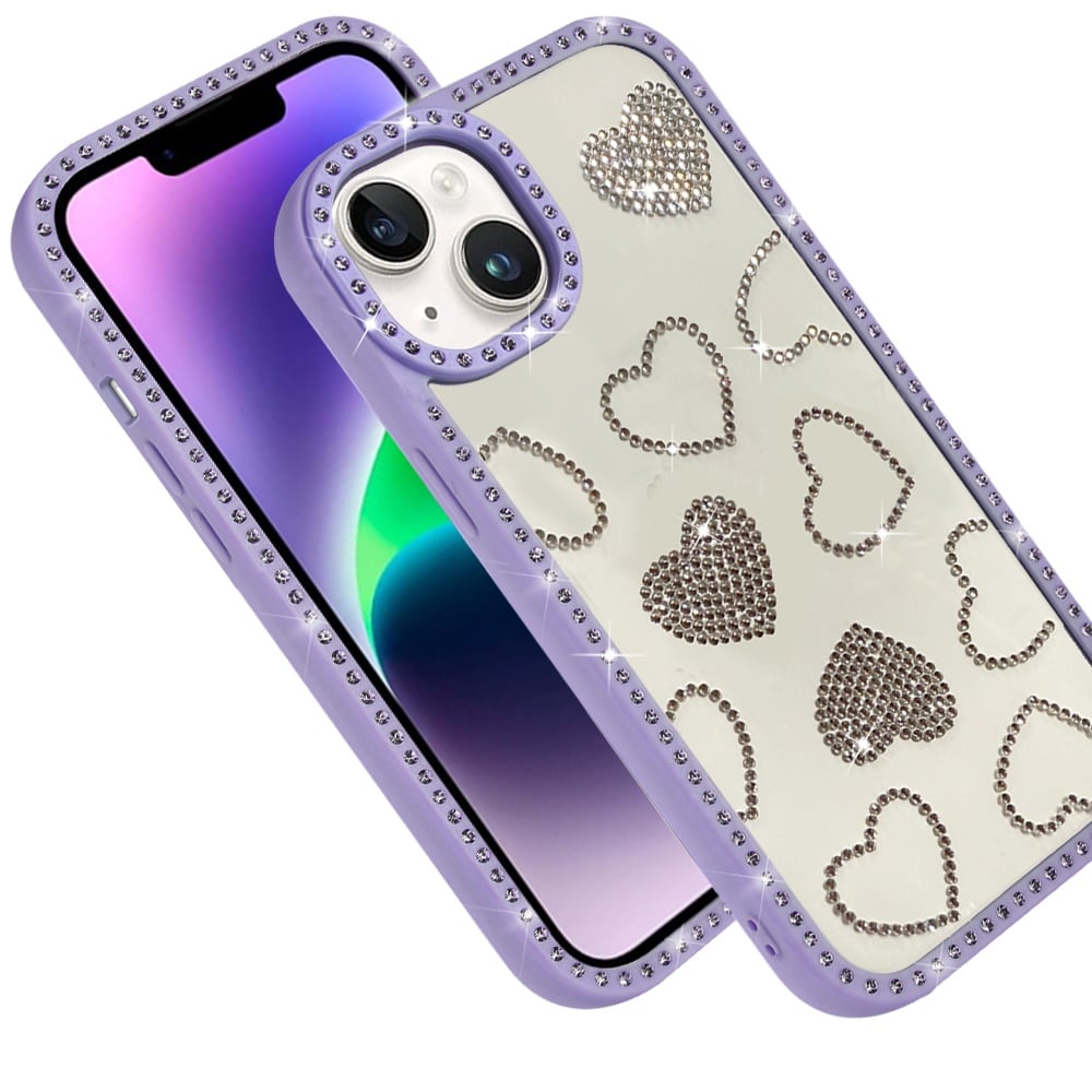 Phone Case for Apple iPhone 14 /iPhone 13 Spread Love Hearts Glitter Shimmer Bling Diamond Edge Shockproof Hybrid Stylish Protective Slim Grip Designer Cover