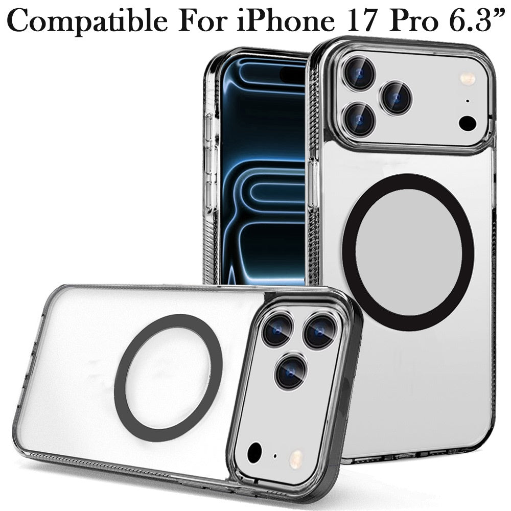 For Apple iPhone 17 Pro (6.3") MagSafe Compatible Integrated Technology Clean Transparent Hybrid Armor TPU Frame Case Cover Cosmic Orange