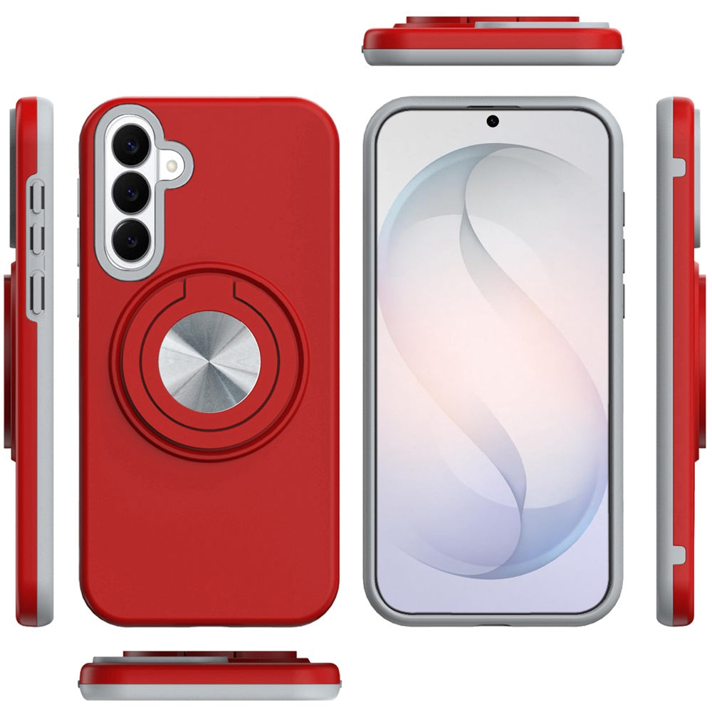 Phone Case for Samsung Galaxy S26 FE /Fan Edition Shockproof Magnetic Ring Stand Rotating CarMount Hybrid Metal Matte Finish AntiSlip Grip Kickstand Cover
