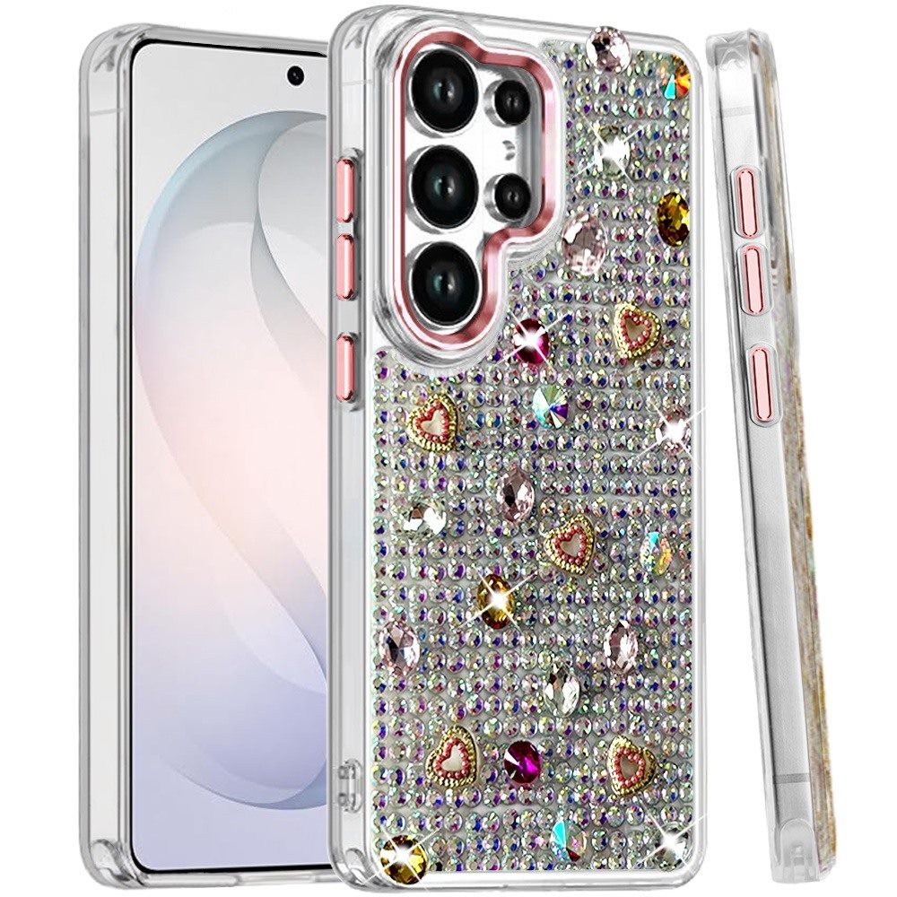 Chrome Fashion Hybrid Bling Diamond Heart Rhinestone Decorative Stones Sparkling Embellished Design