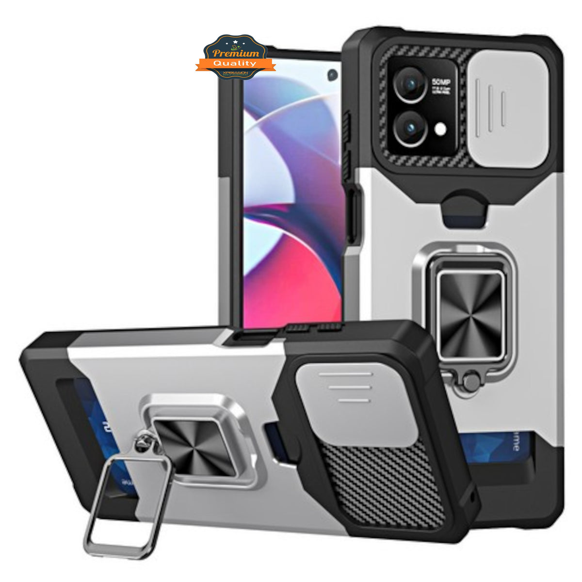 Phone Case Cover for Motorola Moto G Stylus 5G 2026 Wallet Case with Slide Camera Protector, Credit Card Slot, Ring Sand, Magnetic Car Mount Cover