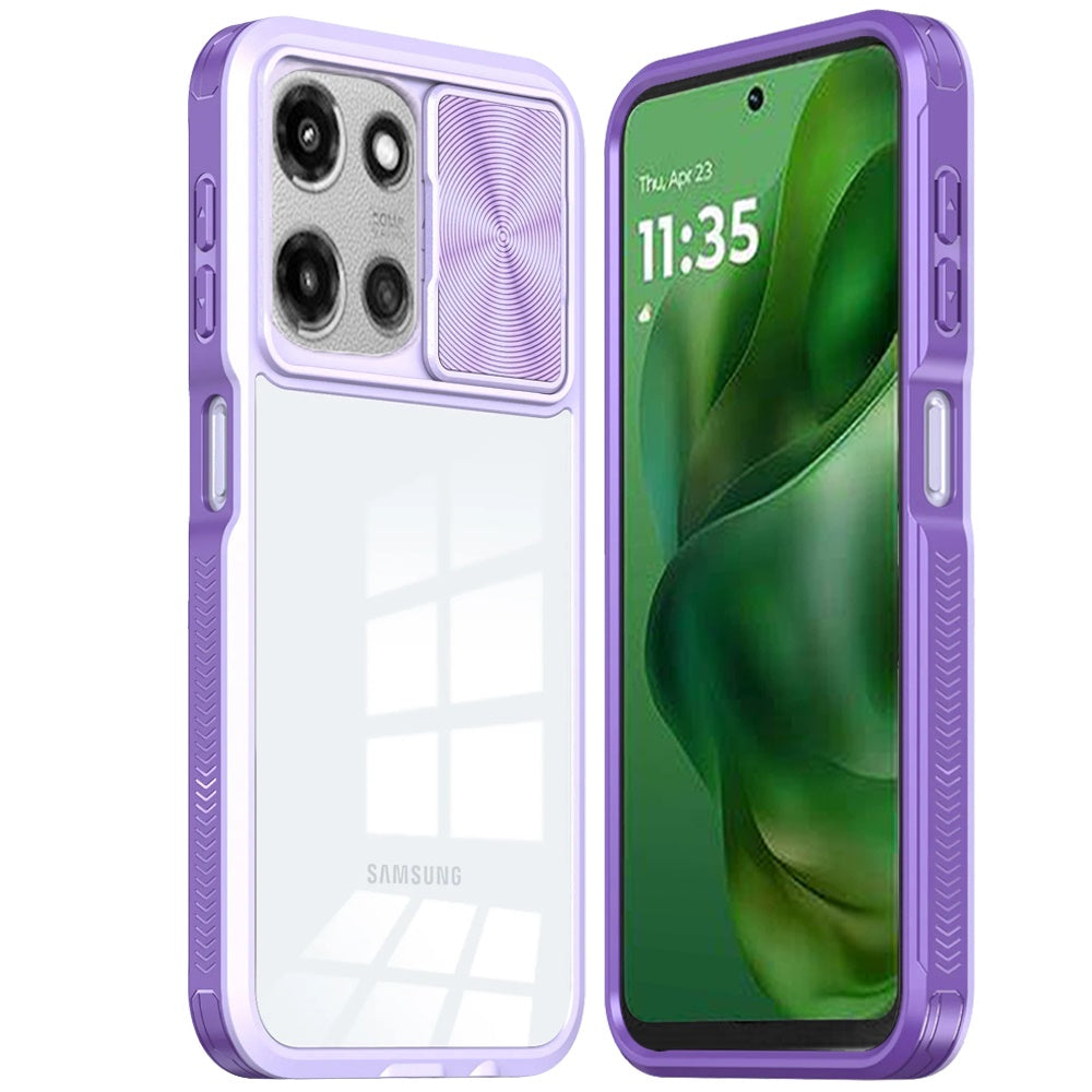 For Motorola Moto G Power 5G (2025) Hybrid Cases with Sliding Camera Cover Transparent Shockproof Bumper TPU Protective Case Cover