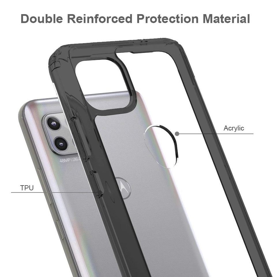 Hybrid Slim Crystal Clear, Shock-Absorption Durable Bumper TPU + Hard PC Back, Transparent Design