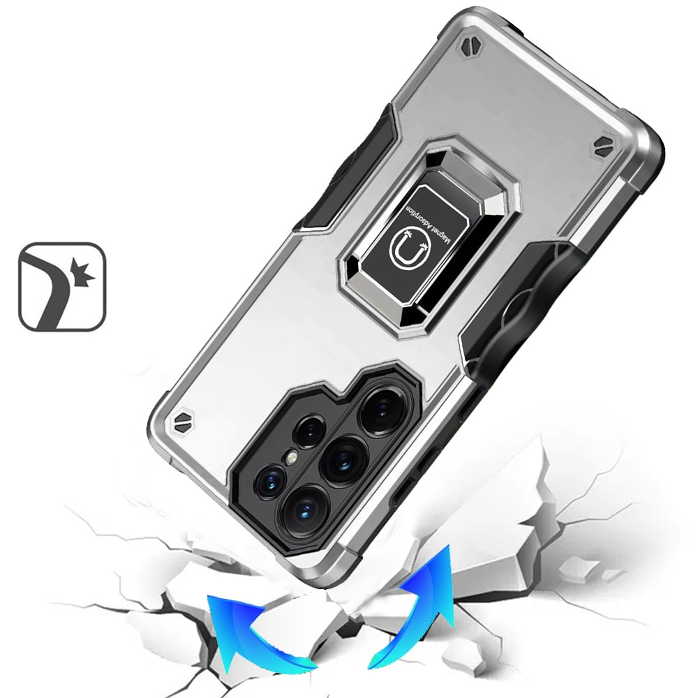For Samsung Galaxy S26 Ultra Hybrid Stand Magnetic Ring Holder Kickstand Heavy Duty Rugged Drop Silicone & Hard PC Shockproof Case Cover