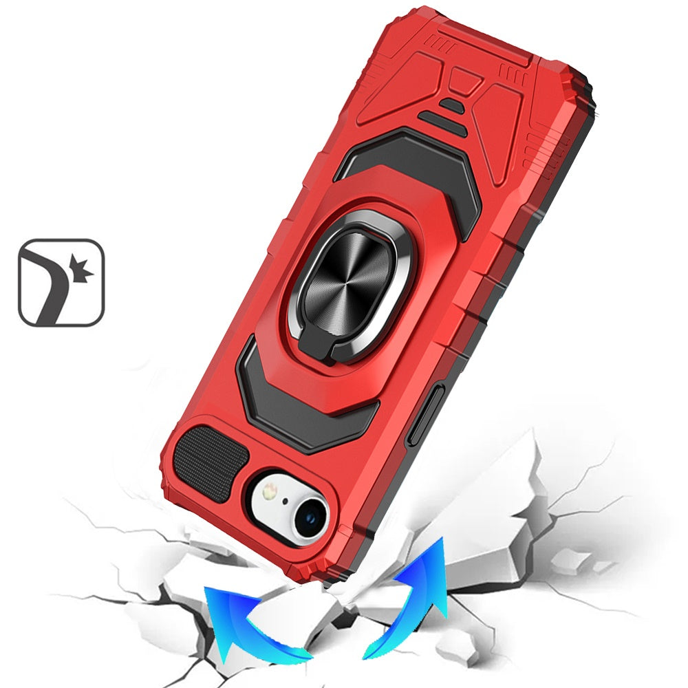 For Apple iPhone 17E /16E Hybrid Dual Layer with 360° Rotate Magnetic Ring Stand Holder Kickstand TPU Rugged PC Shockproof Case Cover