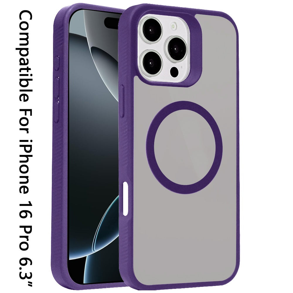 For Apple iPhone 16 Pro (6.3") Magnetic Case Hybrid Compatible with MagSafe TPU Slim Fit Shockproof Matte Hard Back Protective Case Cover