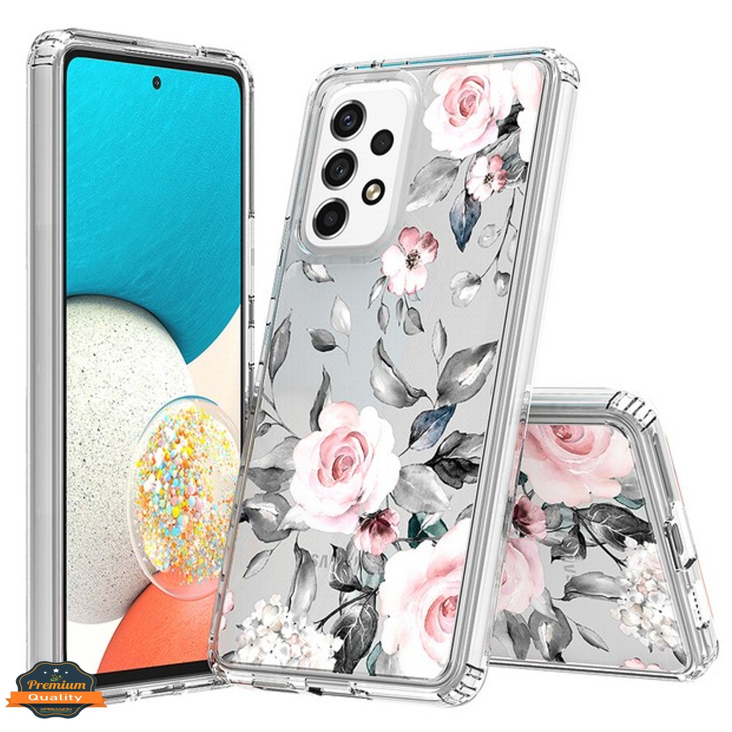 For Samsung Galaxy S25 EDGE Floral Pattern Hybrid Transparent TPU Silicone, Shock Absorption Bumper, Hard Back Slim Case Cover
