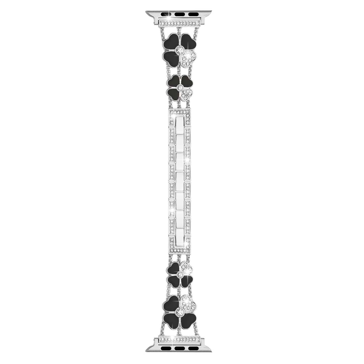 Watch Band Zinc Alloy Heart Link Bracelet Rhinestone Secure Clasp Durable Metal Replacement Adjustable