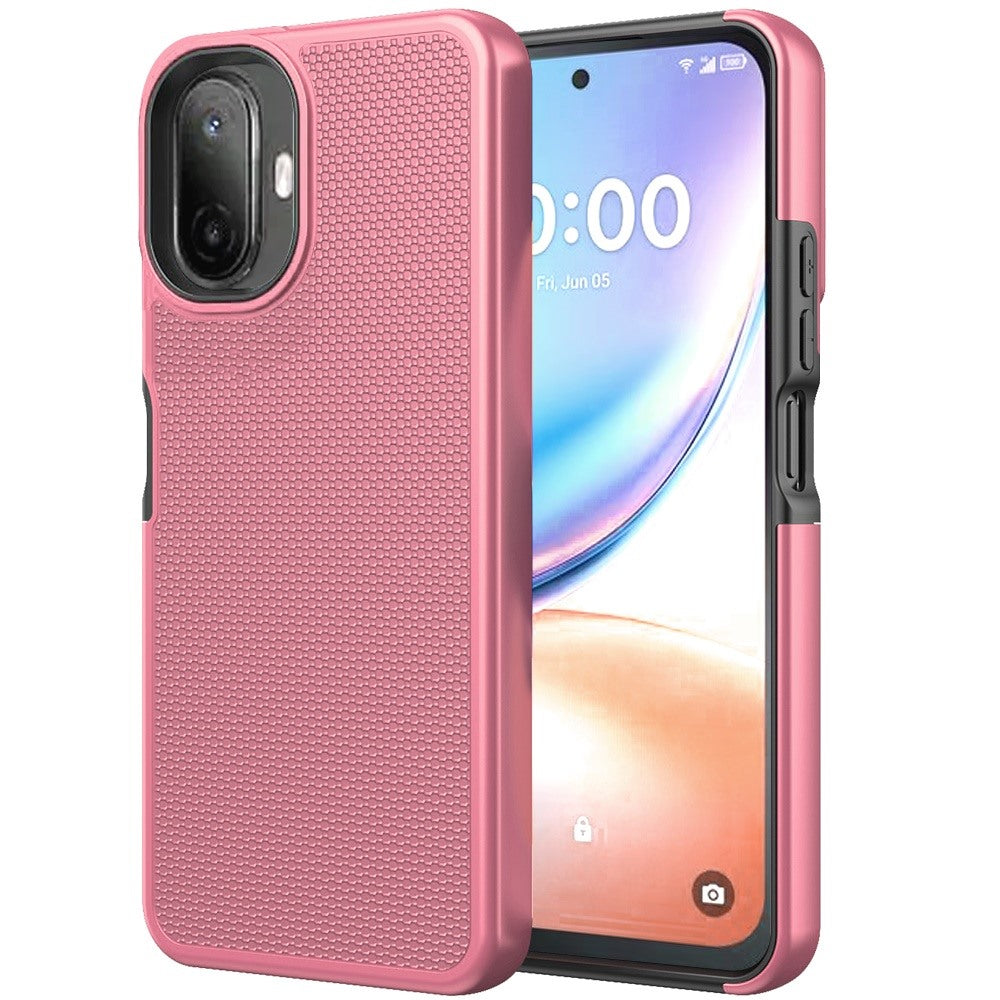 Phone Case for TCL K70 5G Textured Dotted Hybrid Dual Layers Rugged TPU Shock Absorbing Reinforced Bumper Non Slip Grip Cover