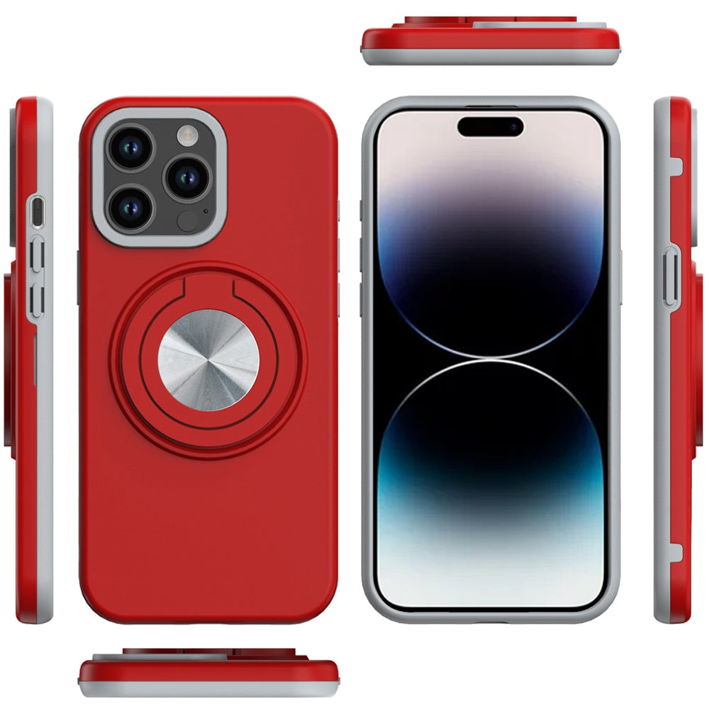 For Apple iPhone 16 Pro Max Metal Matte Hybrid with Invisible Rotational Ring Stand, Car Mount Friendly, Military Grade Slim Fit Sturdy Case Cover