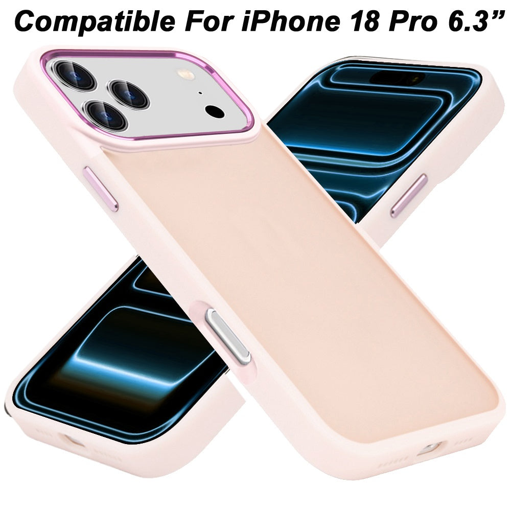 Phone Case for Apple iPhone 18 Pro Polished Acrylic Hybrid TPU Slim Shockproof Metal Button Thick Durable Grip Camera Protection Anti-Scratch Cover