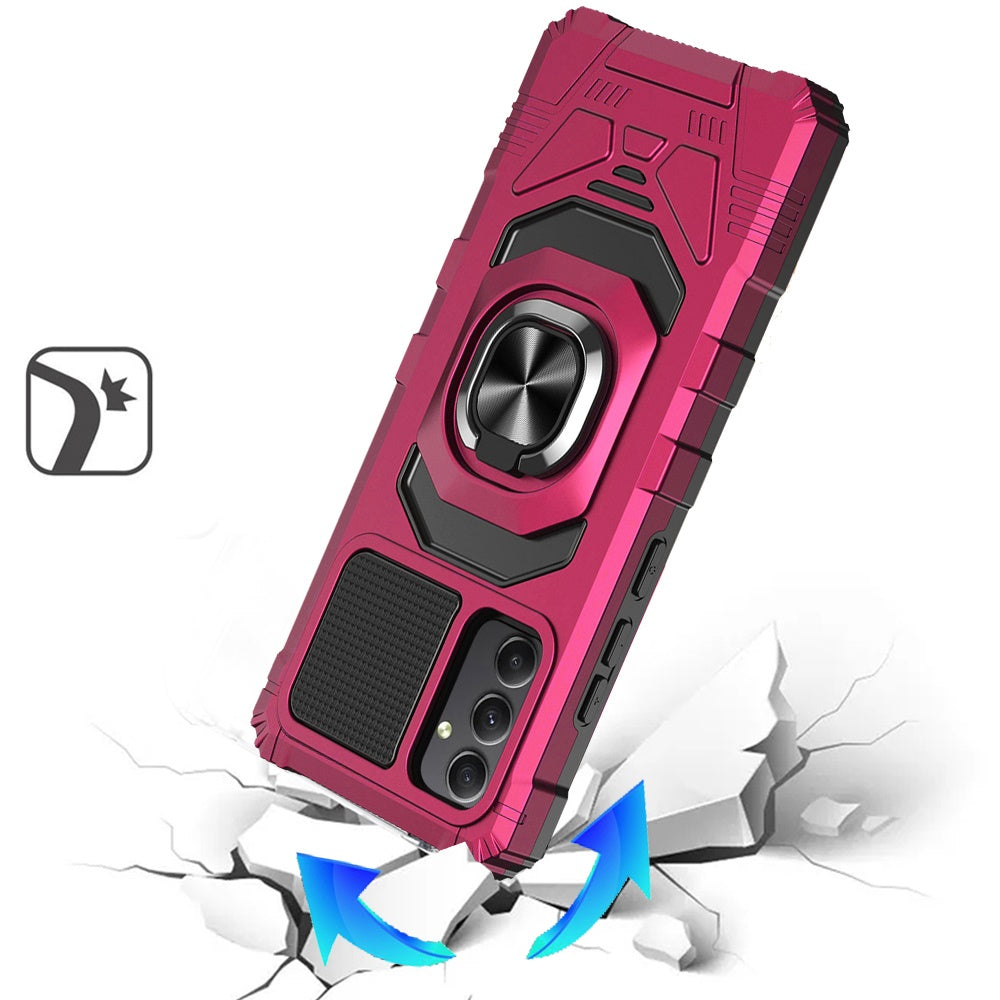 For Samsung Galaxy A36 Hybrid Dual Layer with 360° Rotate Magnetic Ring Stand Holder Kickstand TPU Rugged PC Shockproof Case Cover