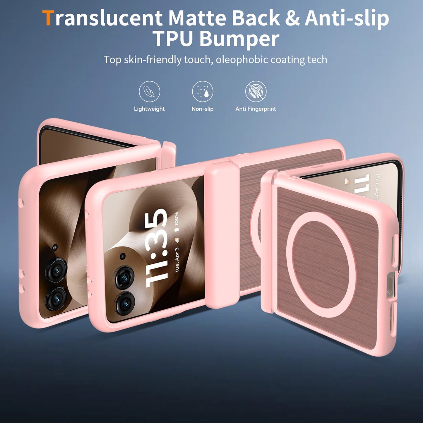 Phone Case for Motorola Razr 2026, Razr 2025, Razr 2024 Premium Matte Magnetic Foldable Hybrid Central Axis Hinge Protection Shock Absorbing TPU Slim Fit Hard PC Cover