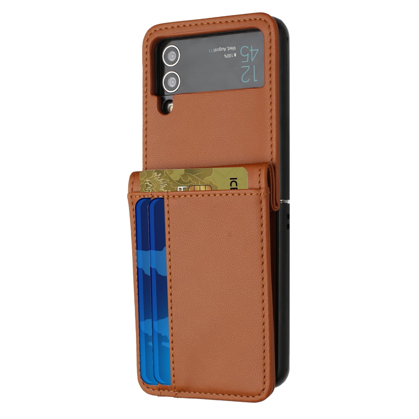 For Samsung Galaxy Z Fold 7 Wallet Case PU Leather Back Storage with Card ID Slot, Pocket Holder, Hybrid Protective Case Cover Brown