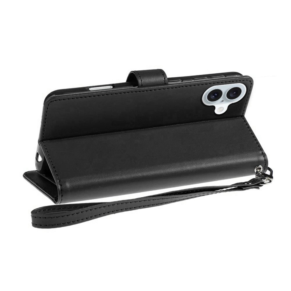 For Apple iPhone 16 Plus Wallet Cases PU Leather with Credit Card /ID /Cash Holder Slot Dual Flip Book Pouch, Stand and Strap Case Cover Red